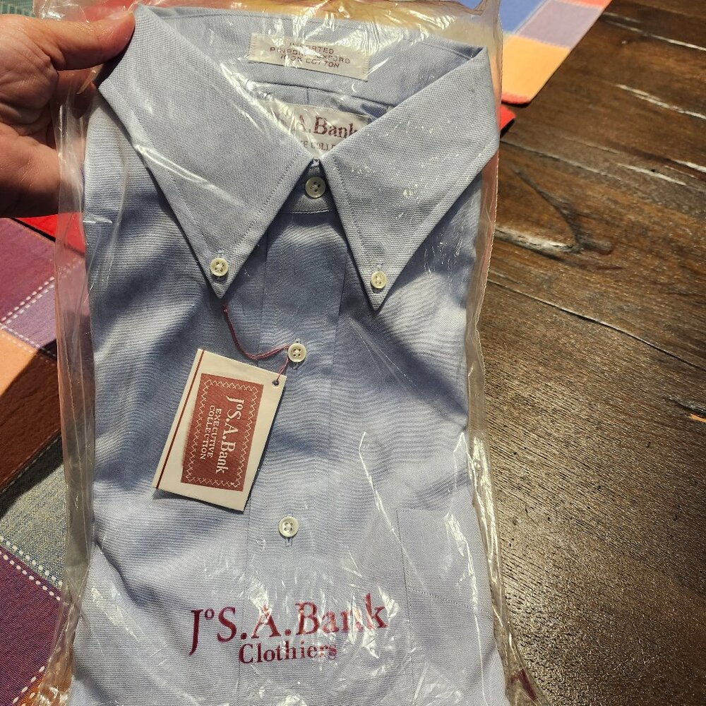 NWT - JOS. A. BANK Executive Collection Pinpoint Oxford 100% Cotton Blue